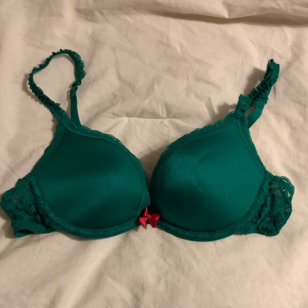 Aerie Teal Lace Bra with Pink Accent